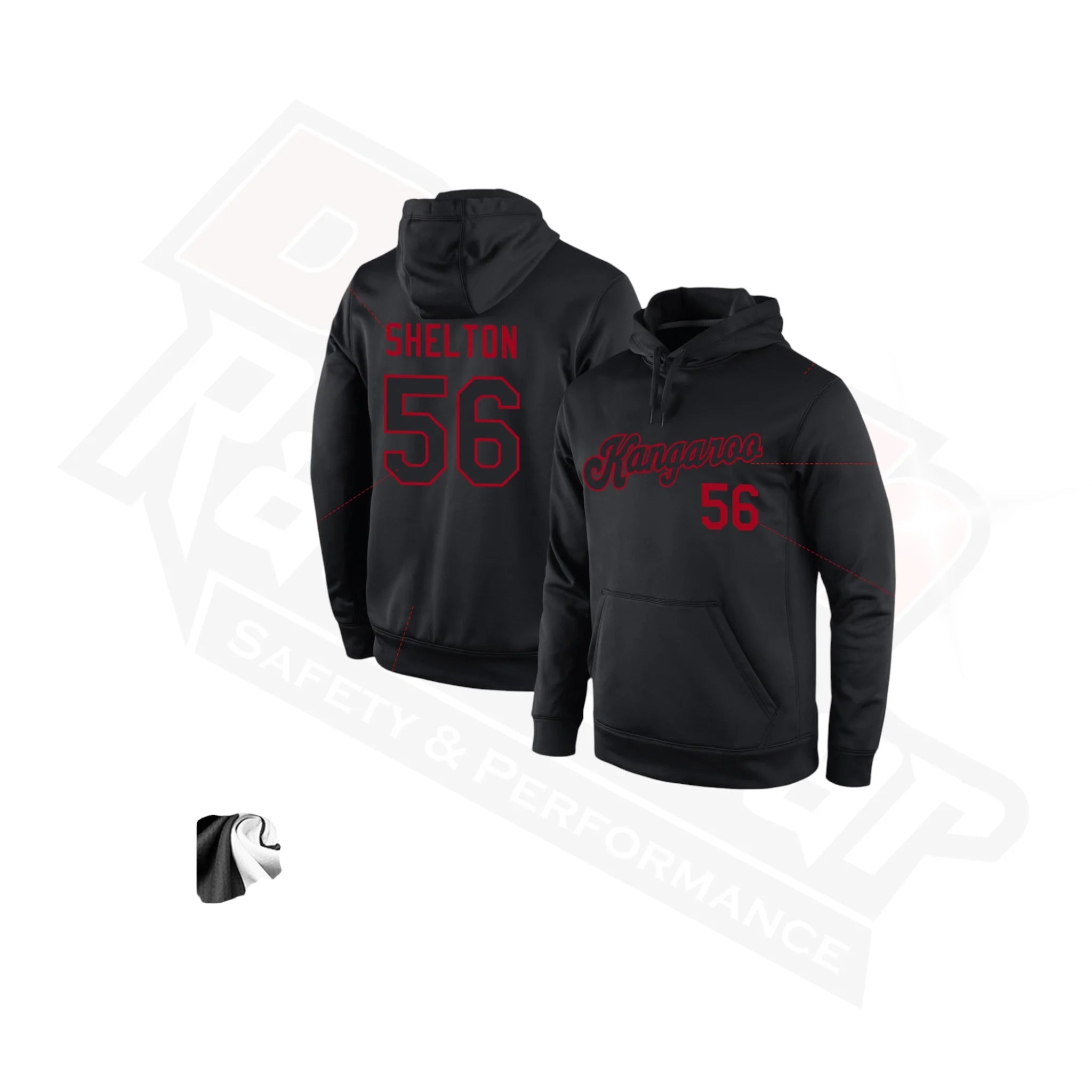 Striking Black and Black-Red Custom Sports Pullover Hoodie