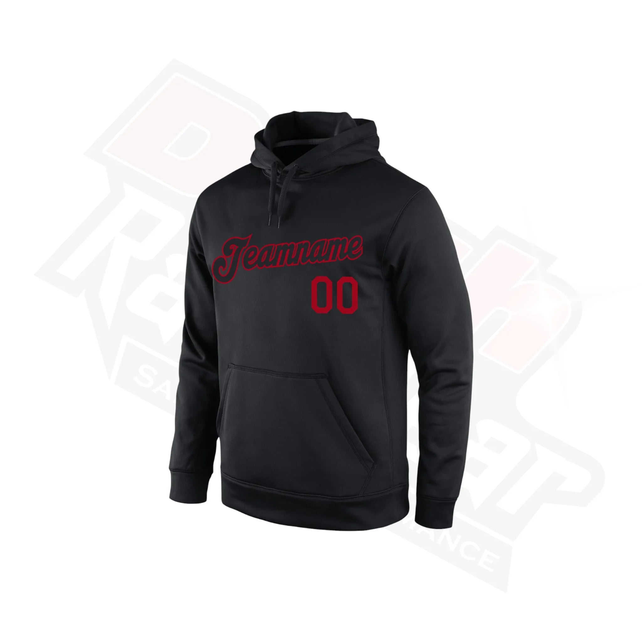 Striking Black and Black-Red Custom Sports Pullover Hoodie