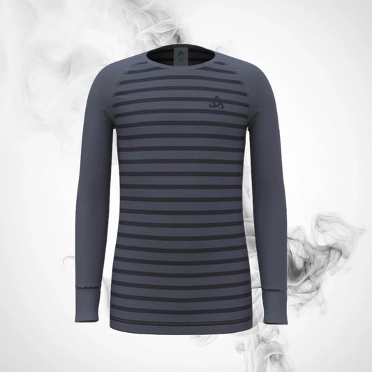 Ski Termoactive T-shirt Odlo Active Warm Eco Kids Stripes BL Top Crew Neck L/S - 2023/24 - Dash Racegear