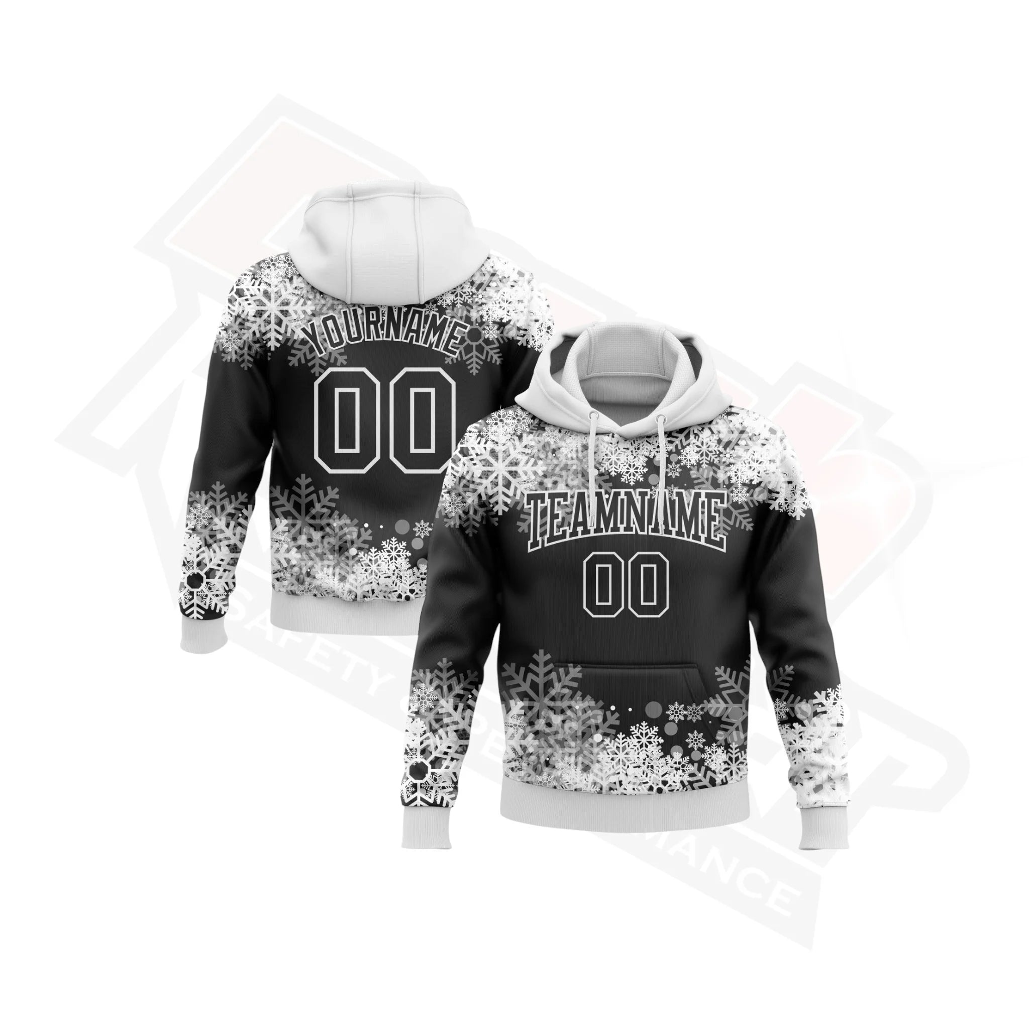 Trendy Black & White Christmas Snowflakes 3D Sports Hoodie