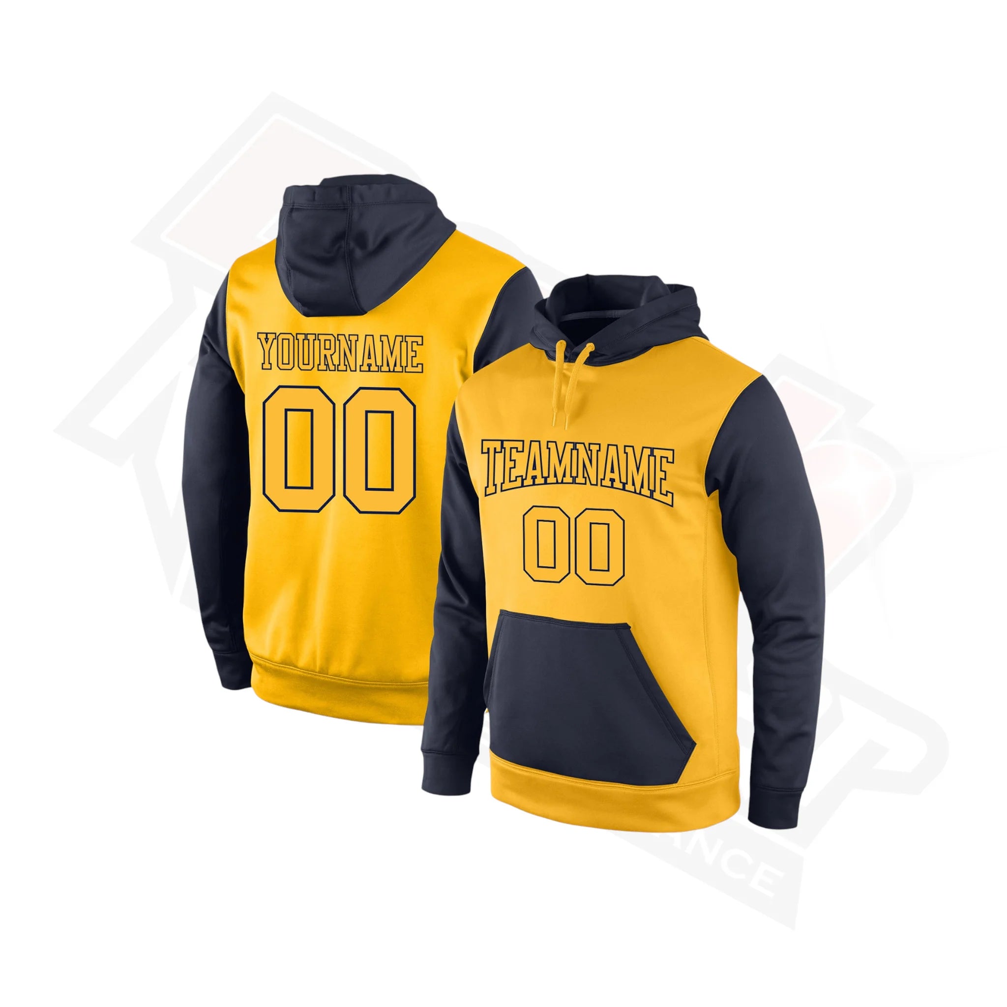 Trendy Gold and Navy Custom Stitched Sports Hoodie