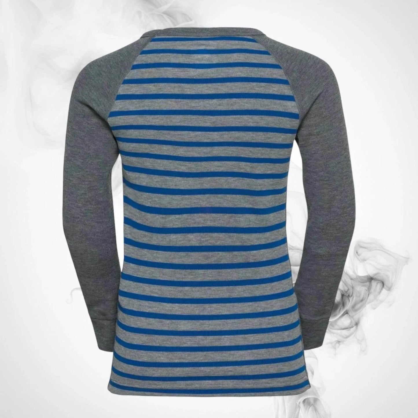Ski Underwear shirt O Active Warm Eco Kids Stripes BL Top Crew Neck LS Blue Wing Teal/Reef Waters - 2022/23 - Dash Racegear