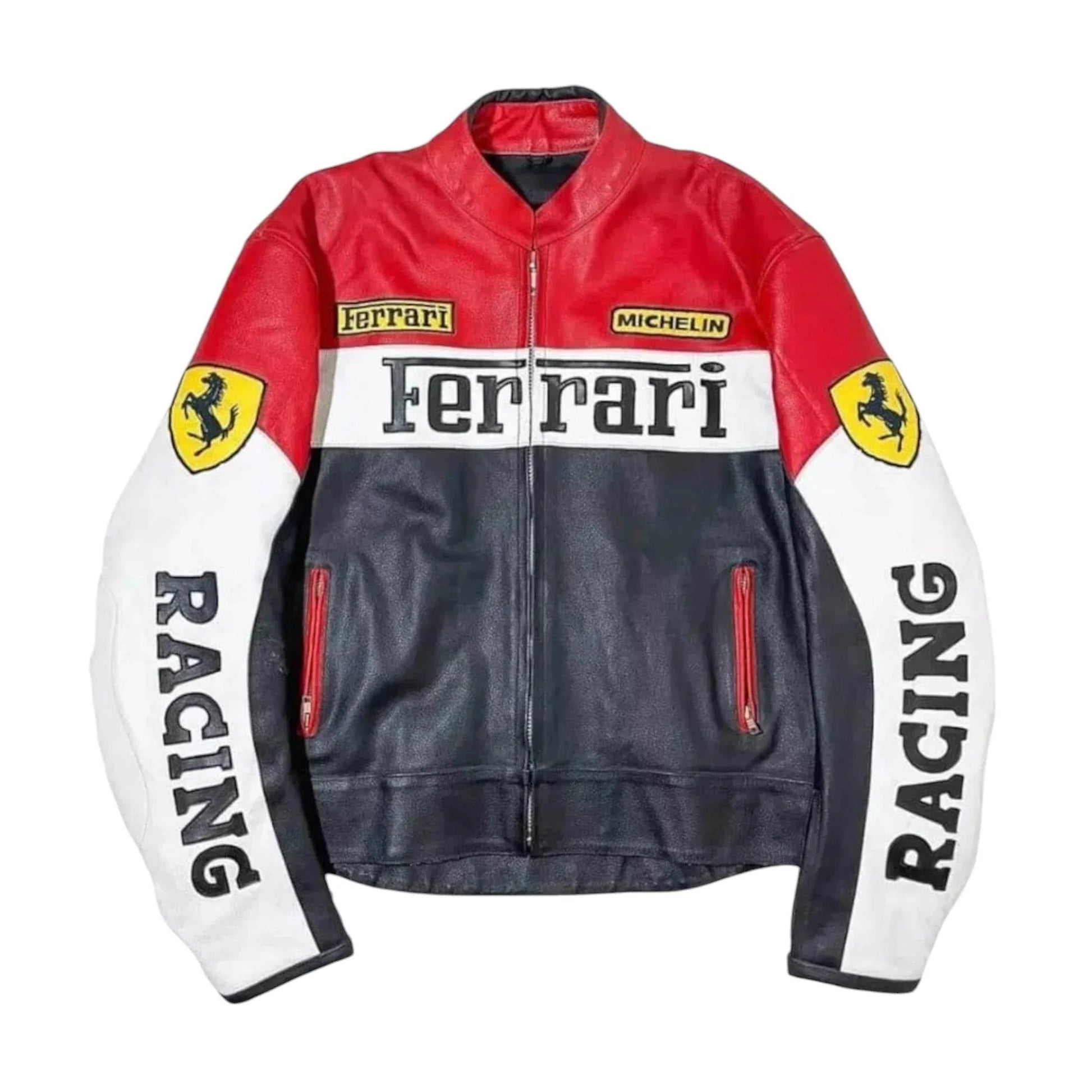 Vintage Ferrari Racing Leather Biker Jacket - Dash Racegear