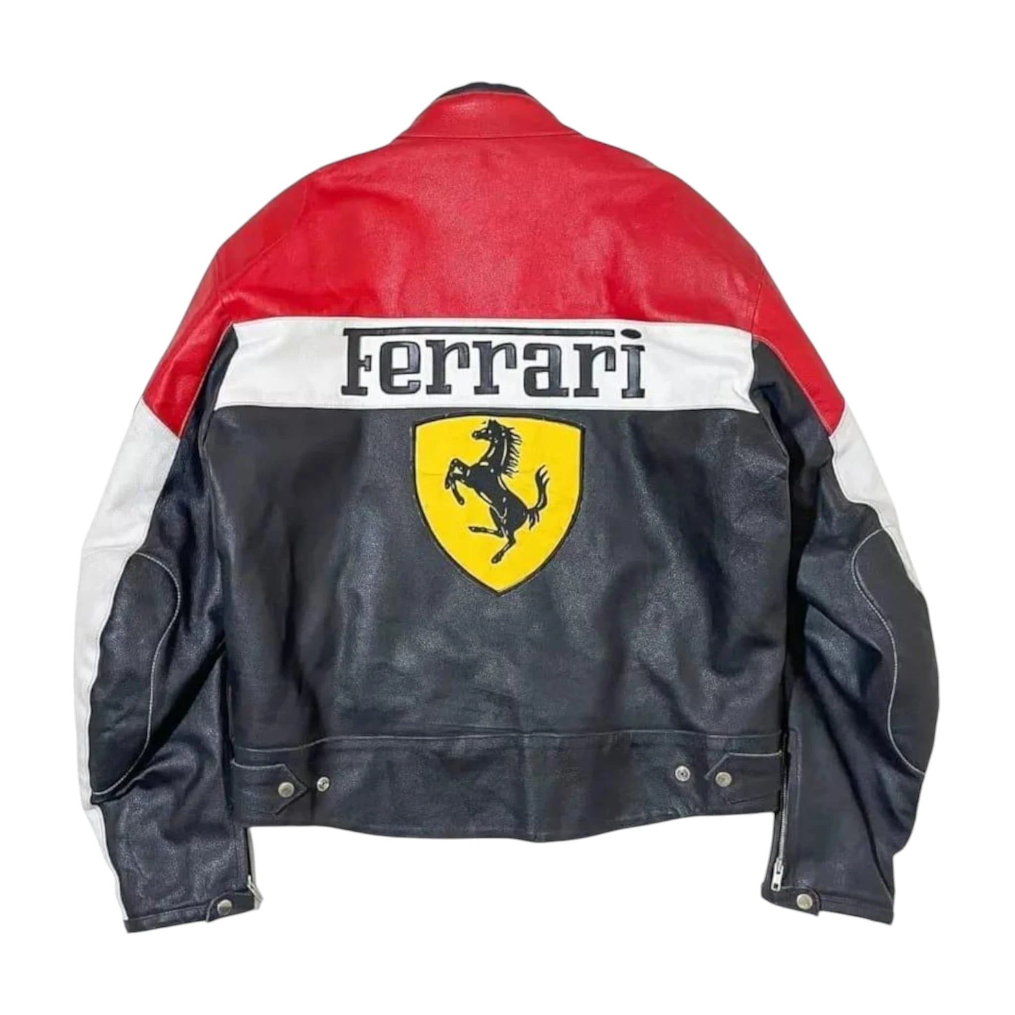 Vintage Ferrari Racing Leather Biker Jacket