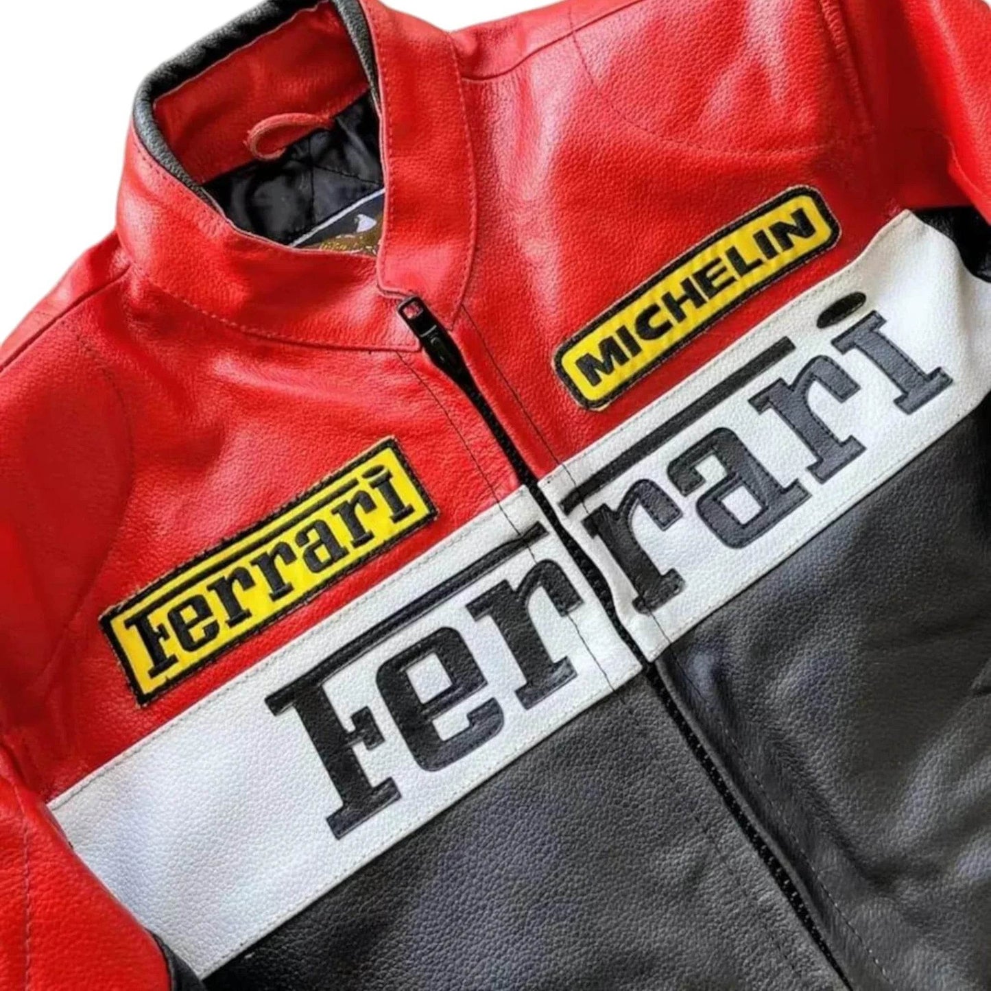 Vintage Ferrari Racing Leather Biker Jacket - Dash Racegear