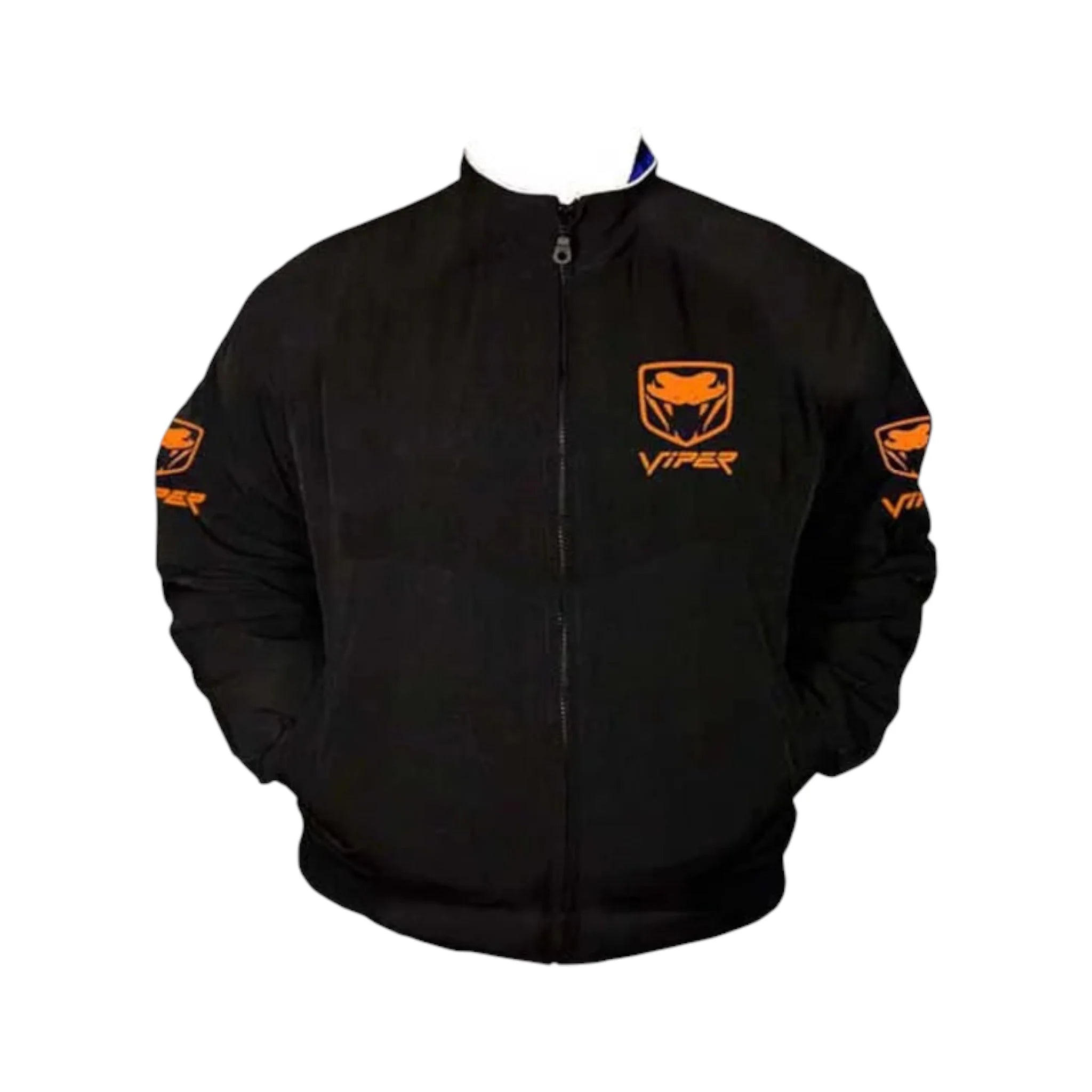 Viper Fangs Racing Jacket Black with Orange Embroidery