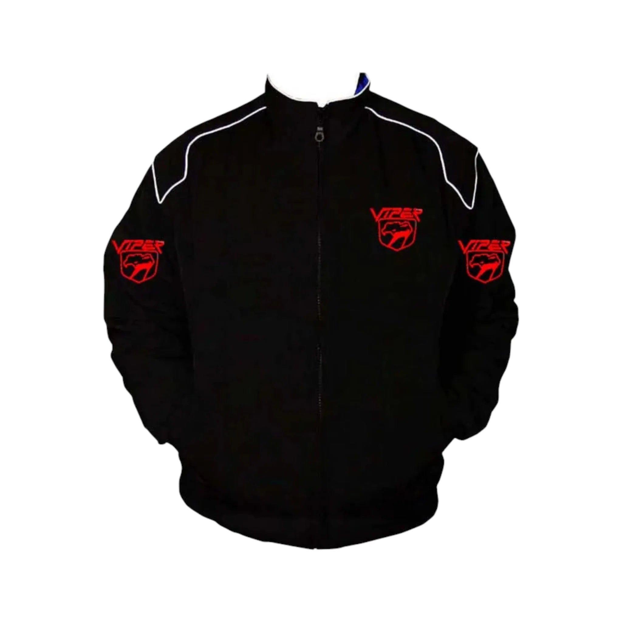 Viper Racing Jacket Black with White piping