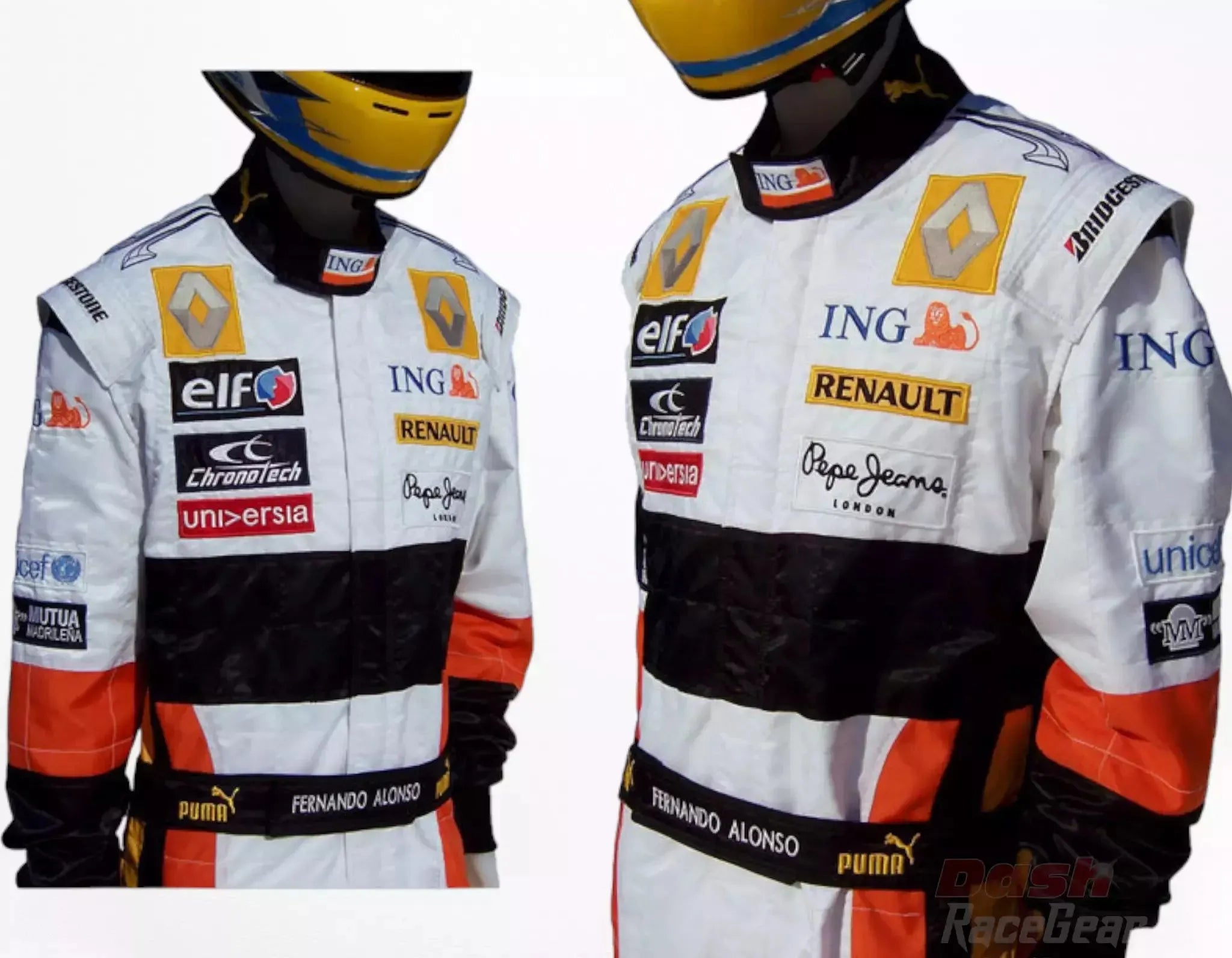 2008 Fernando Alonso Renault F1 Embroidered Racing Suit - Dash Racewear