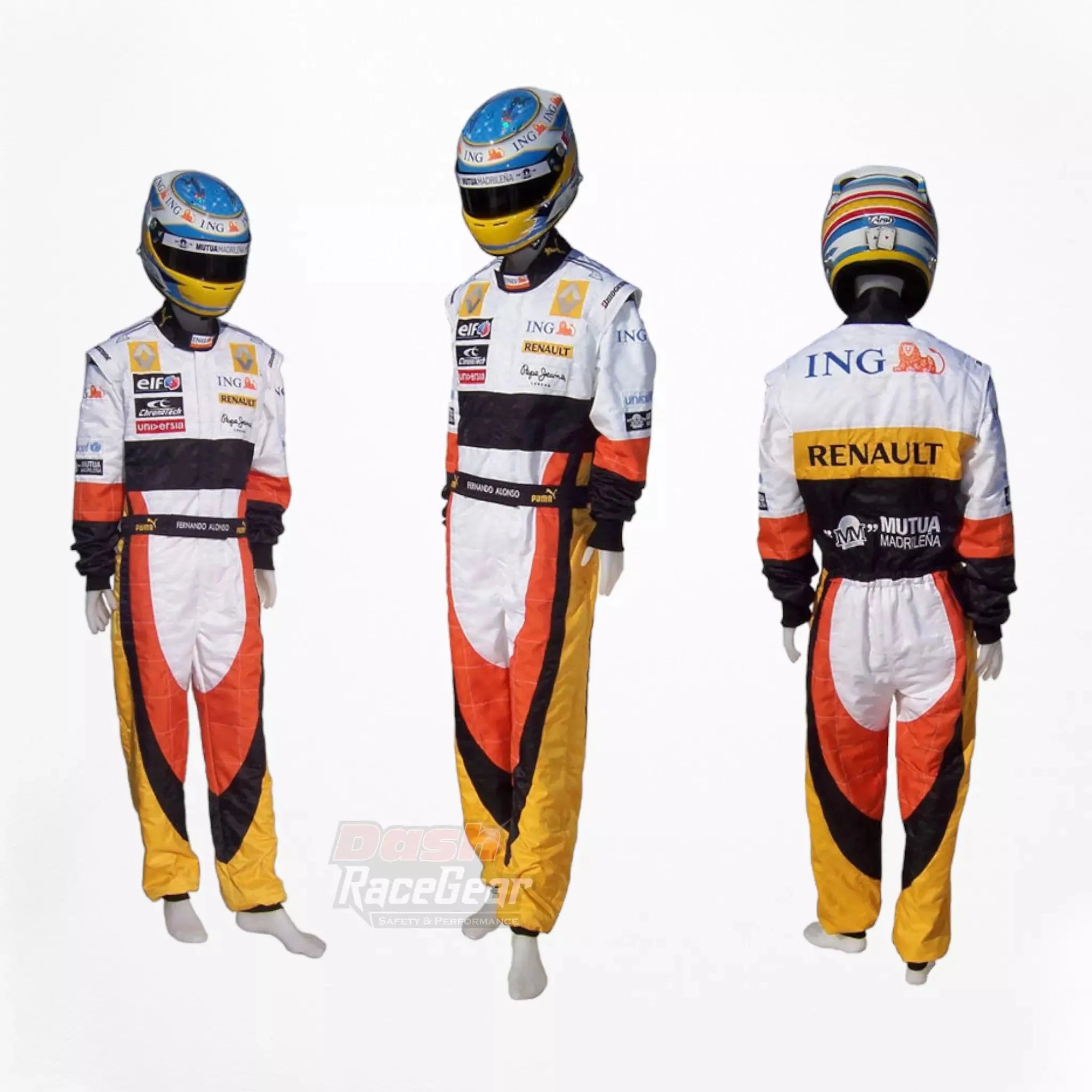 2008 Fernando Alonso Renault F1 Embroidered Racing Suit - Dash Racewear