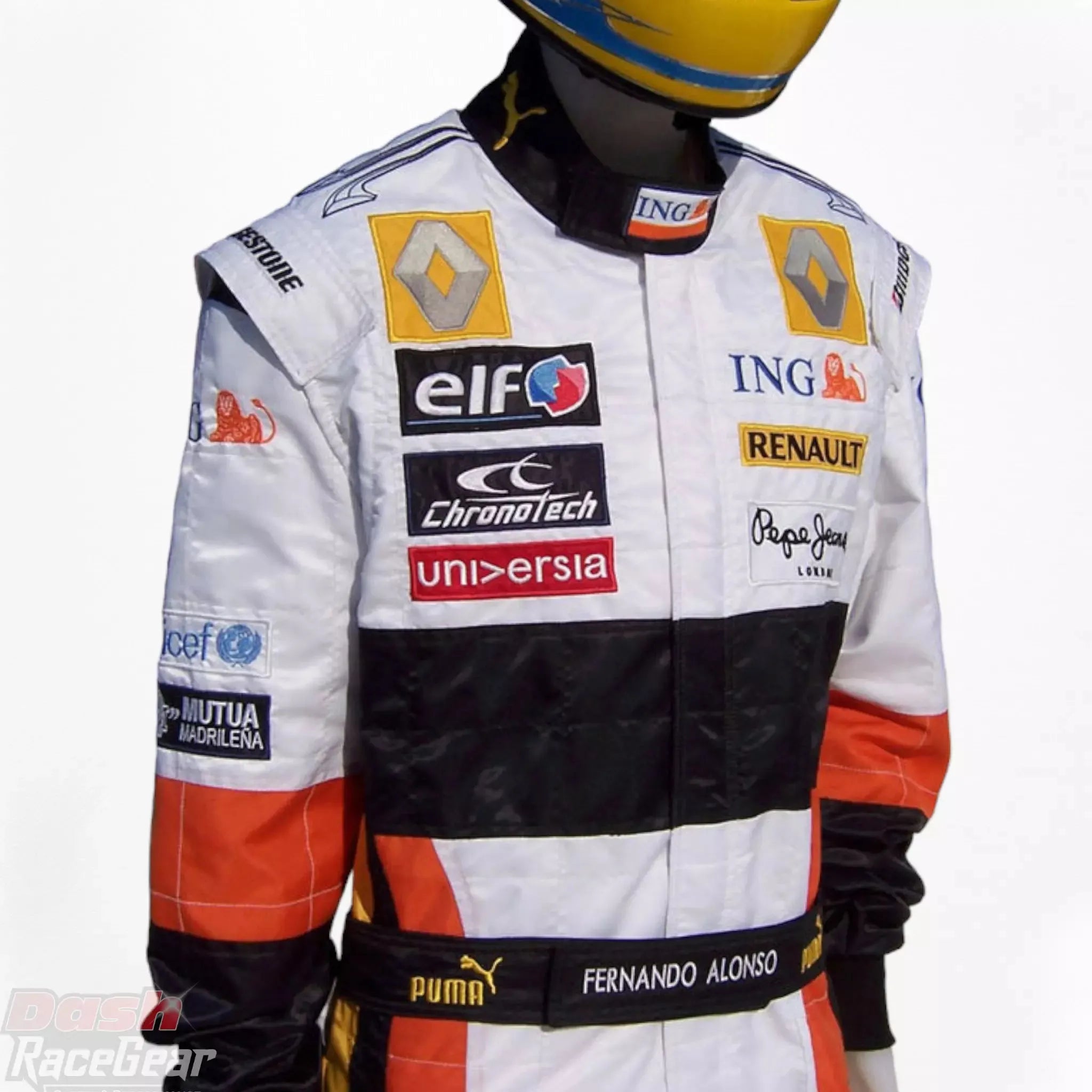 2008 Fernando Alonso Renault F1 Embroidered Racing Suit - Dash Racewear