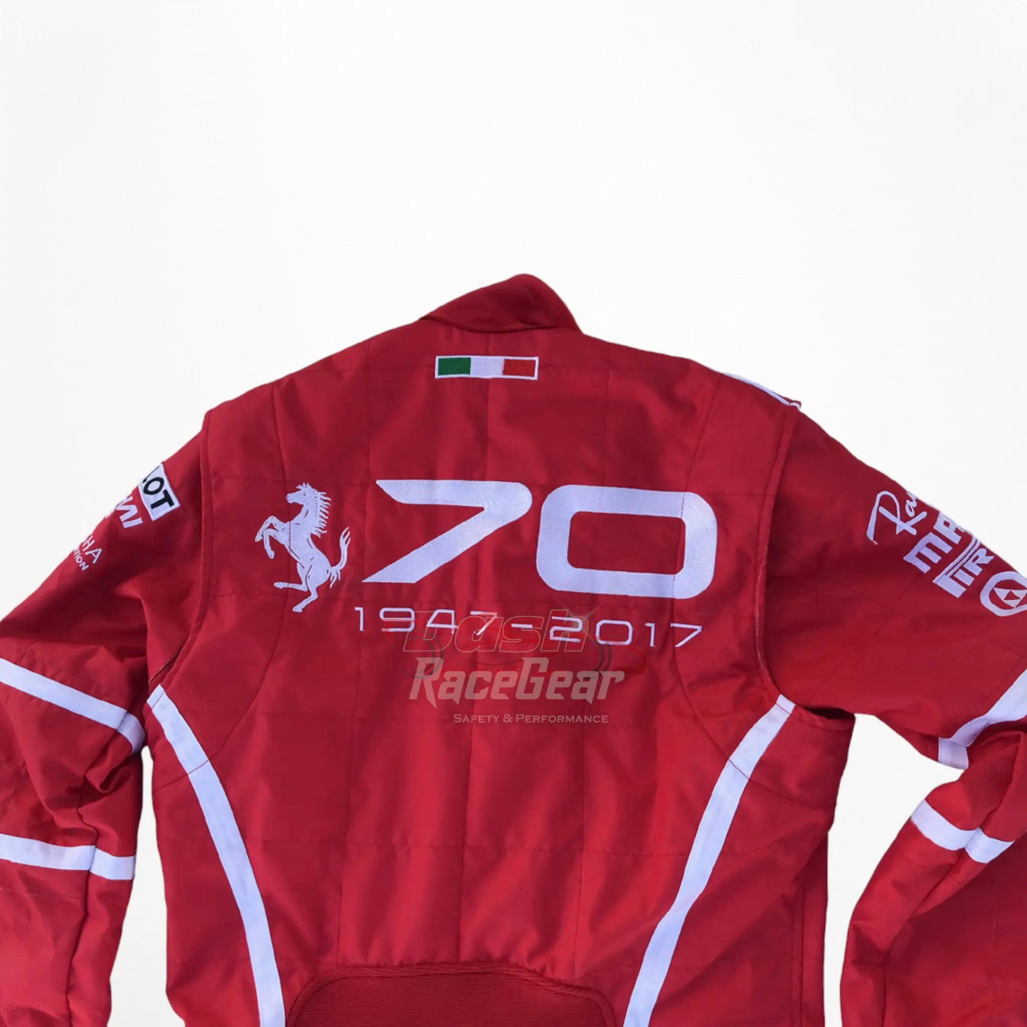 2017 Sebastian Vettel Ferrari 70th Anniversary F1 Embroidered Racing Suit -Monza GP