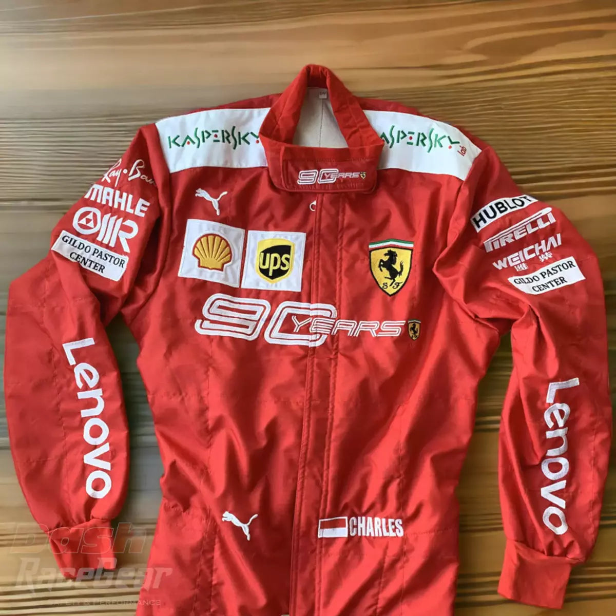 2019 Charles Leclerc Scuderia Ferrari 90 Years Embroided Racing Suit