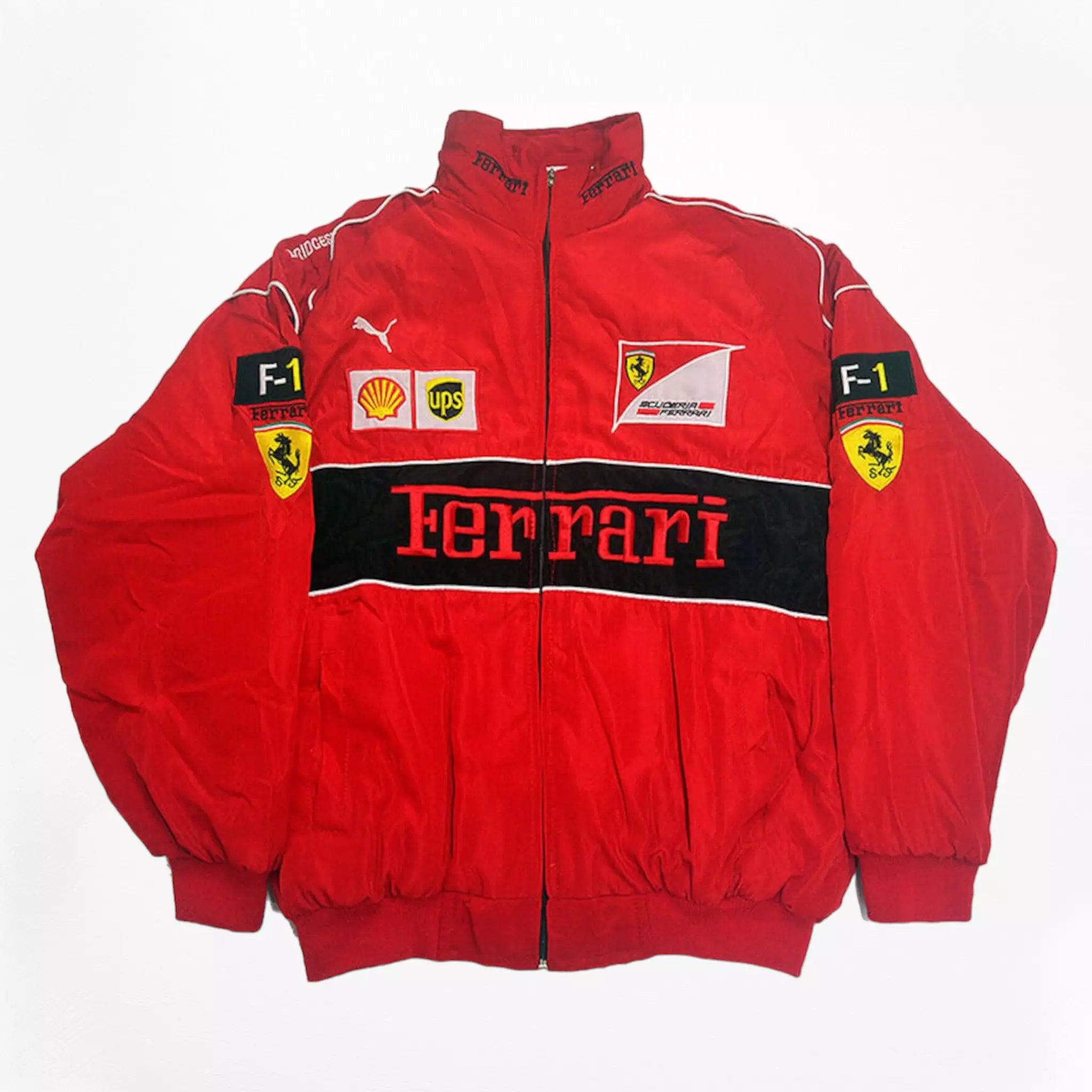 Ferrari F1 Vintage Racing Embroidery Stylish Winter Jacket - Dash Racegear 
