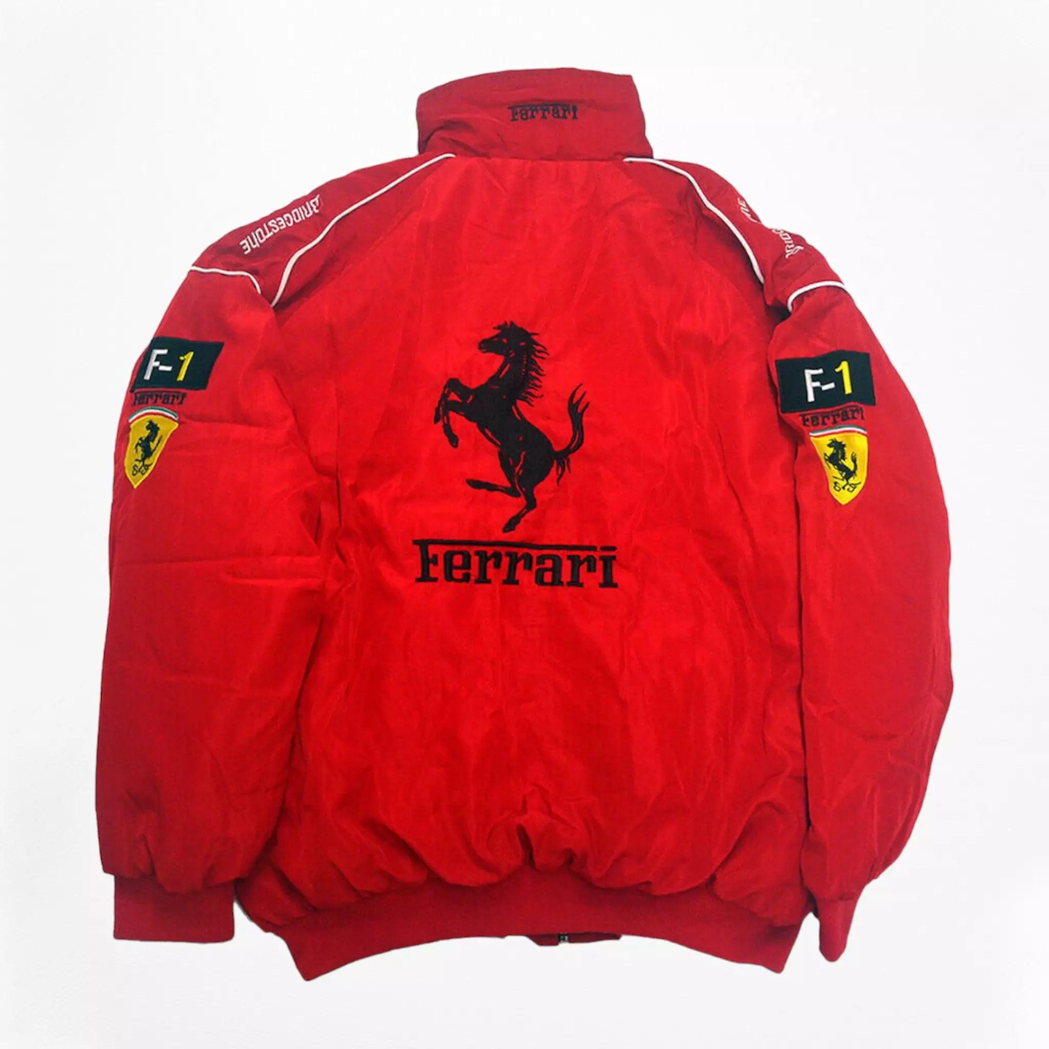 Ferrari F1 Vintage Racing Embroidery Stylish Winter Jacket - Dash Racegear 