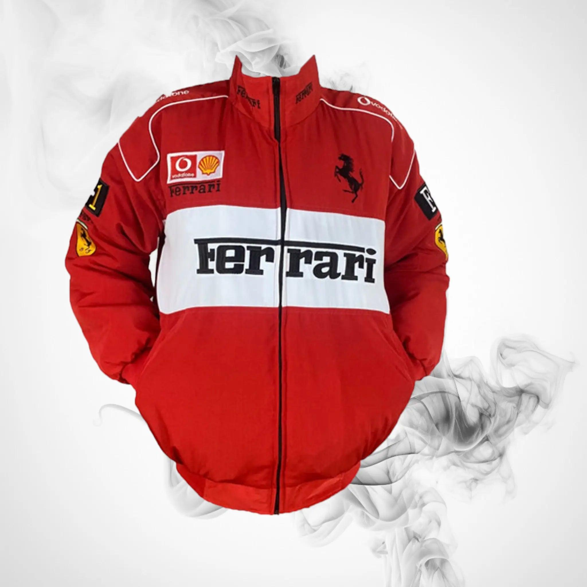 Ferrari Racing Jacket Red and White | NASCAR jacket - Dash Racegear 